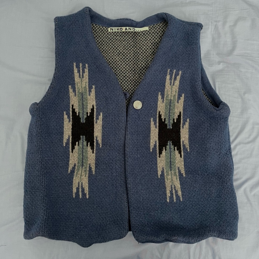 Nordic Patterned Women's Knit Vest, From Japan